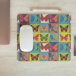 Pop art butterfly mouse pad. Butterflies pop art mousepad. Bright. Colorful. Gift. Office.