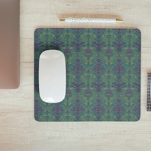 Purple and green Indian wood block inspired. Mouse pad. Mousepad Indian Green. Mousepad Indian purple
