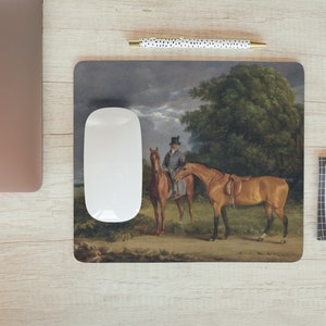 A Groom Mounted on a Chestnut Hunter. Early 19th century by Jacques Laurent Agasse. Digitally enhanced print. Vintage. Horse. Mousepad