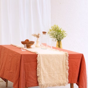Natural Cotton Table Runner Linen Tablecloth Cotton Handmade Placemats Christmas Gifts Tassels Boho Macrame Table Runner Wedding Decor