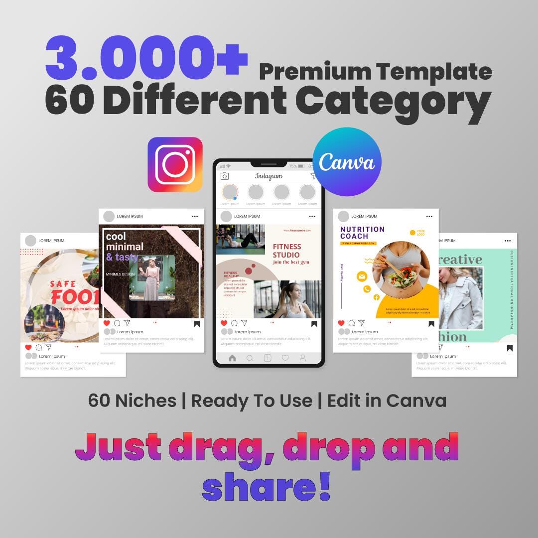 3000+ Instagram Templates Bundle, Canva Social Media Templates ...