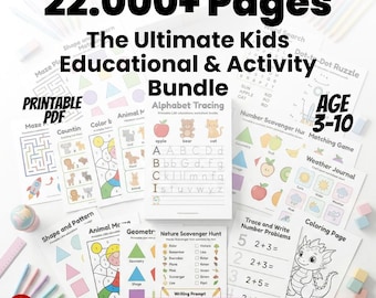Educatieve bundel voor kinderen, printables voor kleuters kleuterschool (digitale download)