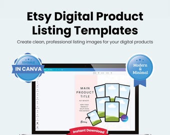 Modelos editáveis do Canva para anúncios de produtos digitais da Etsy, 133 modelos