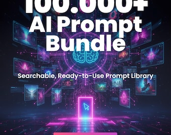 Paquete de más de 100 000 IA, paquete ChatGPT, biblioteca de indicaciones con función de búsqueda, descarga digital para creadores.