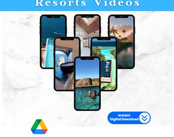 Pacote com mais de 1500 vídeos de hotéis e resorts de luxo, conteúdo de viagens impessoal (download instantâneo)
