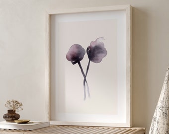 Flowers Watercolor Painting | PRINTABLE Hand painted Floral Art | Botanical Decor | Modern Minimalist Flower Fine Art Print | Neutral Art