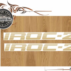 1985-1990 Chevrolet Camaro IROC-Z deurvinylstickers paar links en rechts goud