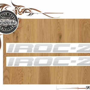 1985-1990 Chevrolet Camaro IROC-Z Deurvinylstickers, paar links en rechts, zilver