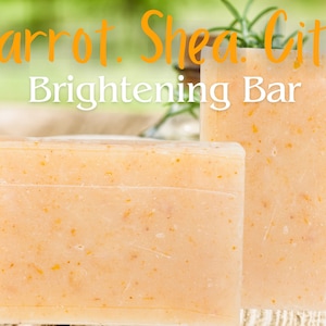 Carrot Shea Citrus Brightening Bar (4oz), Evens Complexion, All Natural, Made with Grated Carrots and Essential Oils, Vegan