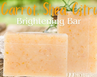 Carrot Shea Citrus Brightening Soap Bar, All Natural Vegan Soap (4oz)