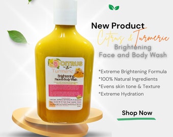 Citrus & Turmeric Brightening Body Wash (12oz), All Natural Ingredients, Essential Oil Infused