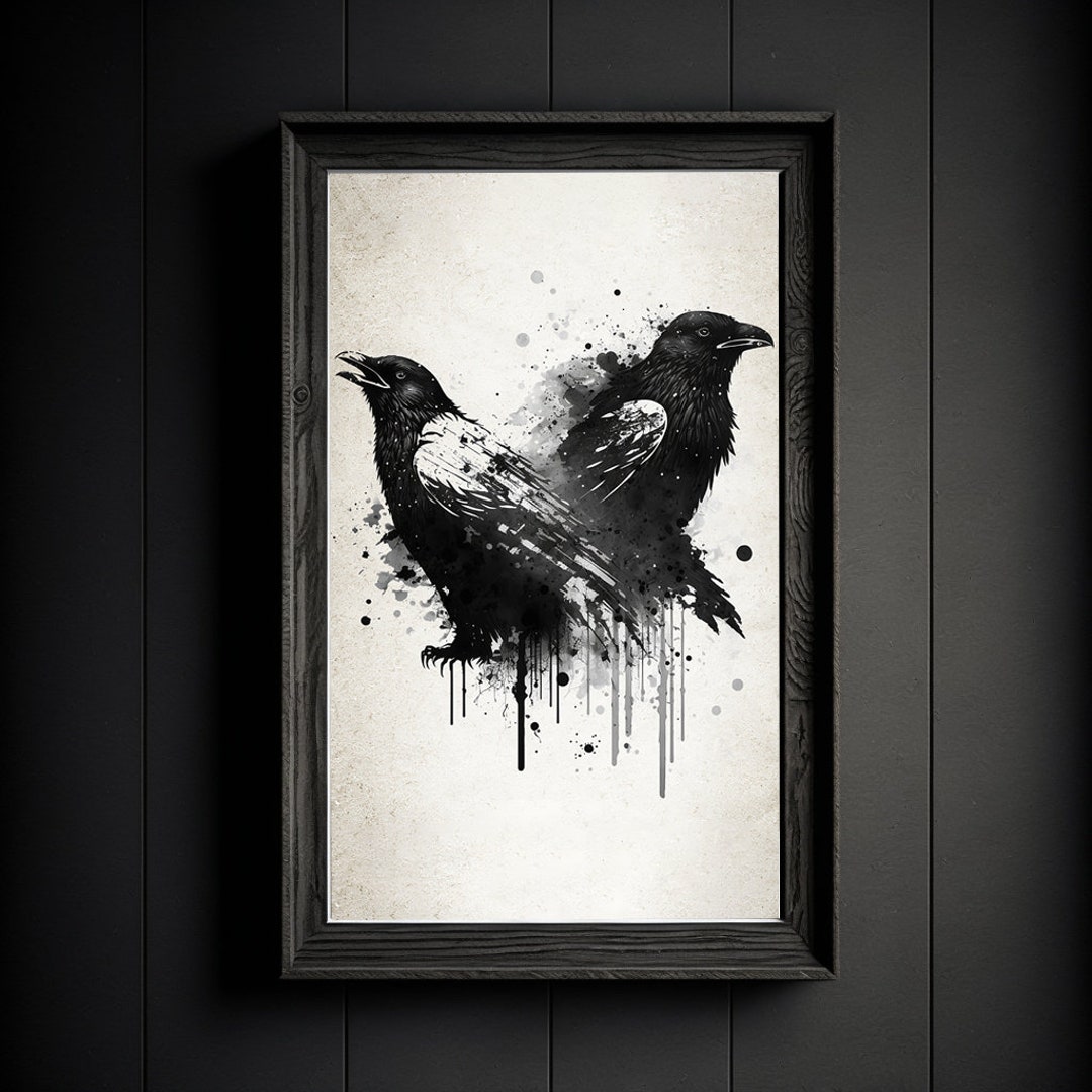 Hugin and Munin Art Print, Odin's Ravens, Viking Art, Norse Mythology ...