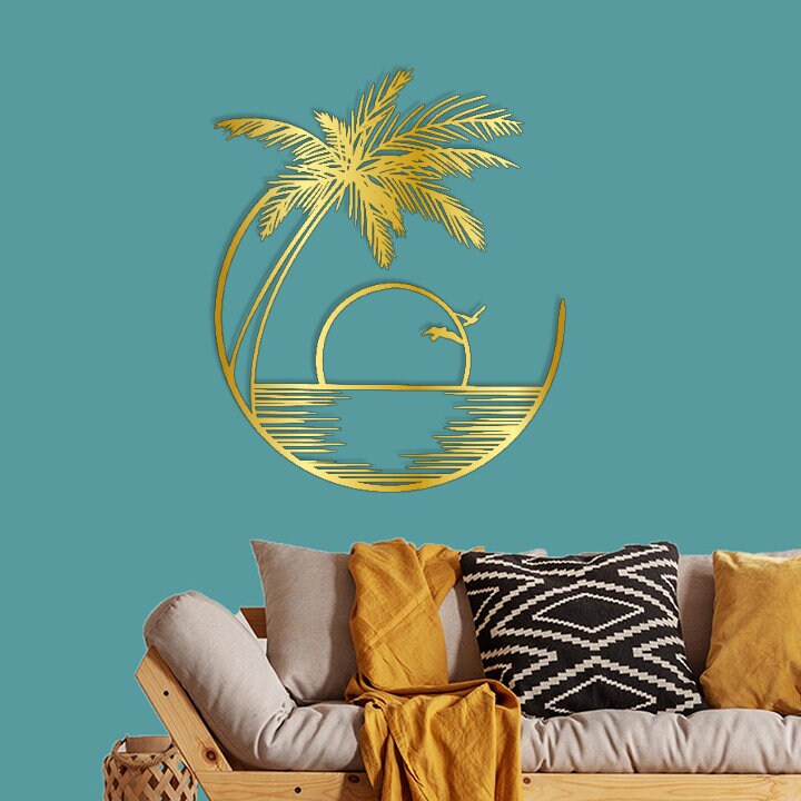 Landscape Themed Wall Decor Tropical Tree Wall Decor Sunset Etsy