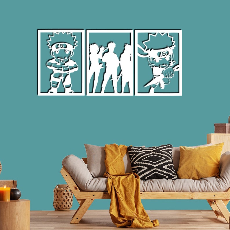 Anime Wall Decor, 3 Set Cartoon Characters Wall Artworks, Comics Metal