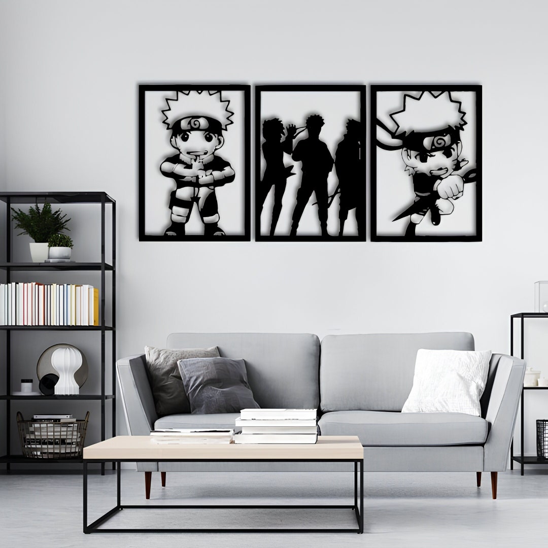 Anime Wall Decor, 3 Set Cartoon Characters Wall Artworks, Comics Metal