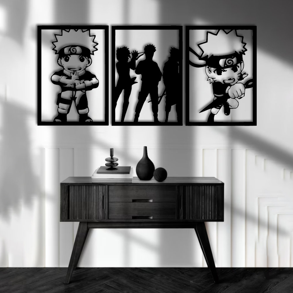 Anime Wall Decor, 3 Set Cartoon Characters Wall Artworks, Comics Metal