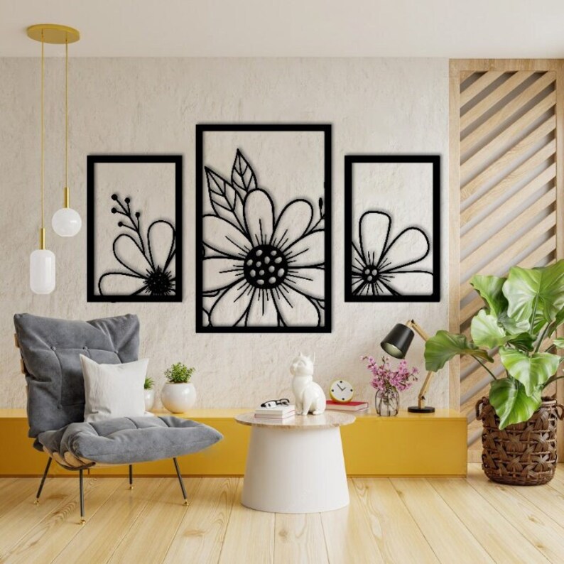 Daisy Metal Wall Art Flower Metal Wall Decoration Botanical Etsy