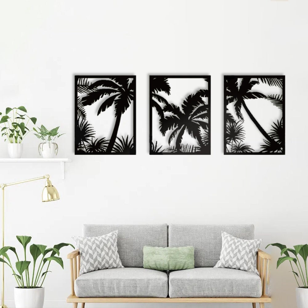 Tropical Palm Trees Wall Decor Palm Trees Wall Decor 3 Set Etsy