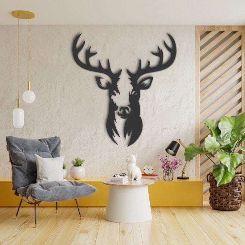 Deer Wall Decor Decorative Buckhorn Metal Wall Art Red Deer Etsy UK