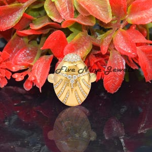 Bague scarabée diamant tendance plaqué or 14 carats, bague scarabée avec pierres précieuses, bague scarabée de créateur, bague scarabée animal, bague amulette scarabée scarabée