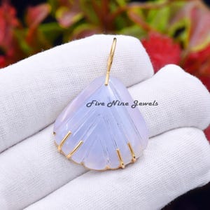 14K Yellow Gold Plated Trendy Shell Pendant, All Gemstone Carved Shell Pendant, Opal Shell Pendant, 30MM Shell Quartz Beach Shell Pendant