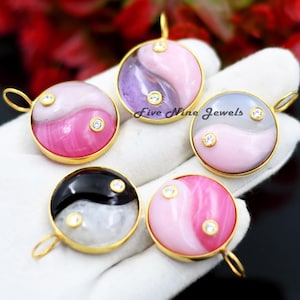 14K Gold Yin Yang Pendant, Gemstone Yin Yang, Yin Yang Gold, Spiritual Yin Yang Jewelry, Chinese Charm, Yin Yang Pendant, Ying Yang Jewelry