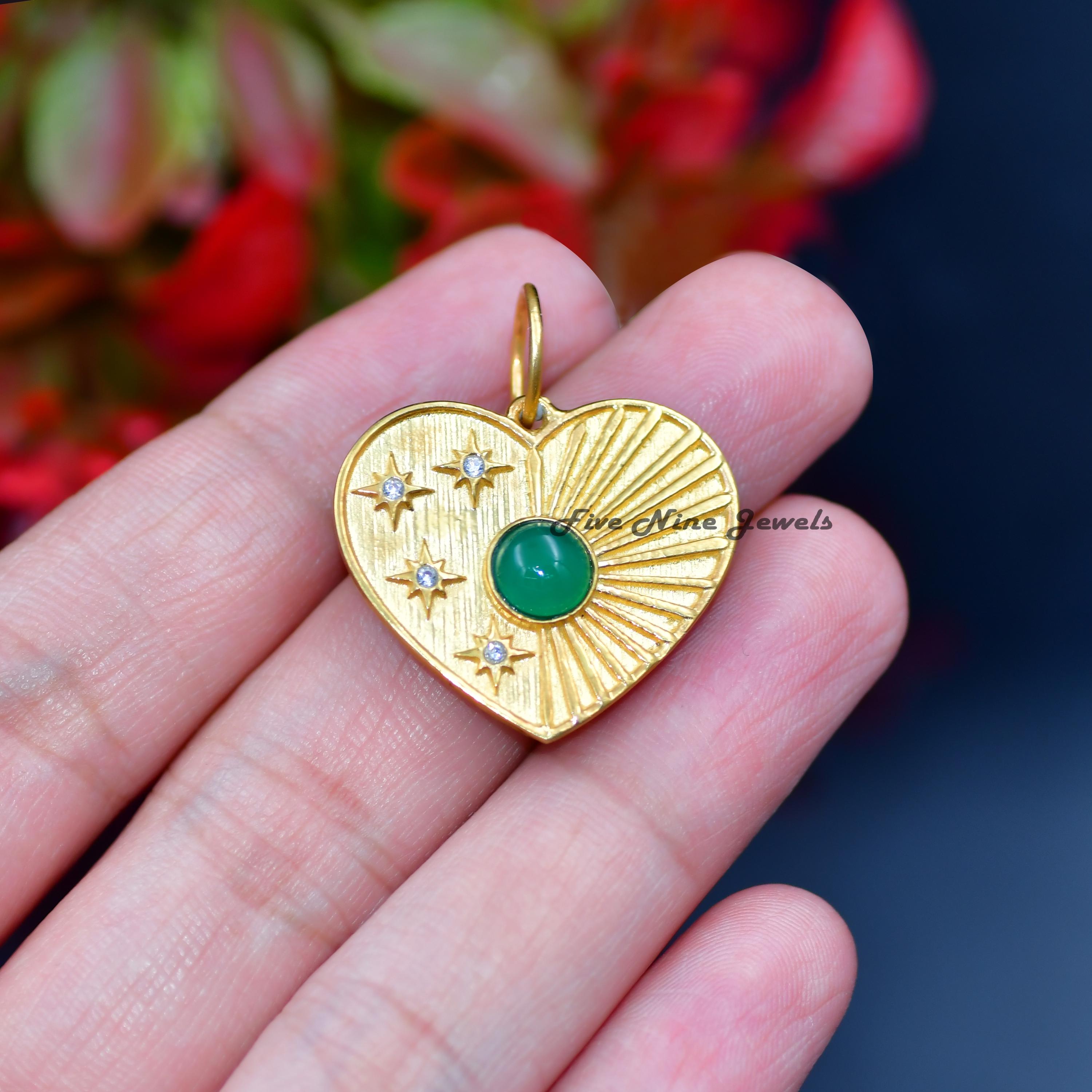 925 シルバー マラカイト ハート ペンダント、デザイン ハート