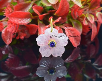 【専用】✴︎14kgfフラワーカービングチャーム2点 14K Gold Carved Pink Opal Flower Charm, 14K Gemstone Flower