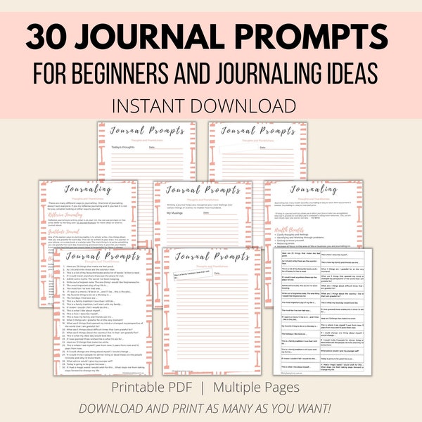 Journal Prompts for beginners, Journal Prompts, Journal ideas, Writing ideas, 30 Journal Prompts, Cut out journal prompts,