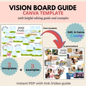 Vision Board Template Fully Editable in Canva (Download Now) - Etsy