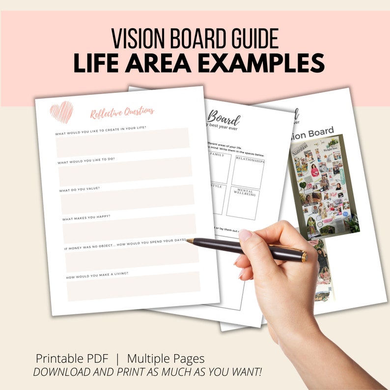 Vision Board Template, Vision Board Planner, Vision Board Guide, Vision