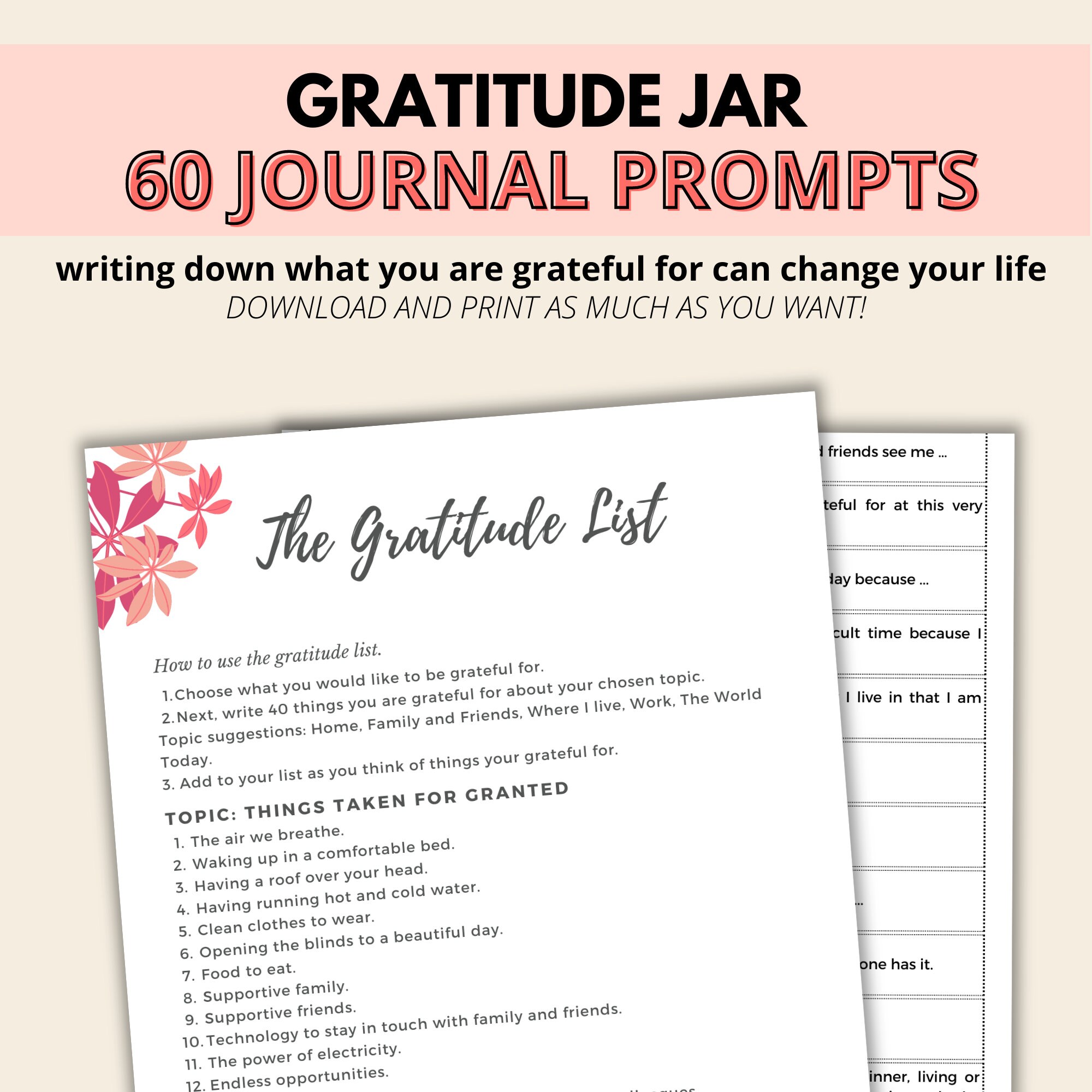 Gratitude Journal Printable, Gratitude Journal Template, Daily ...