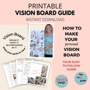 Plantilla de tablero de visión, Planificador de tablero de visión, Guía de tablero de visión, Tablero de visión imprimible, Establecimiento de objetivos,