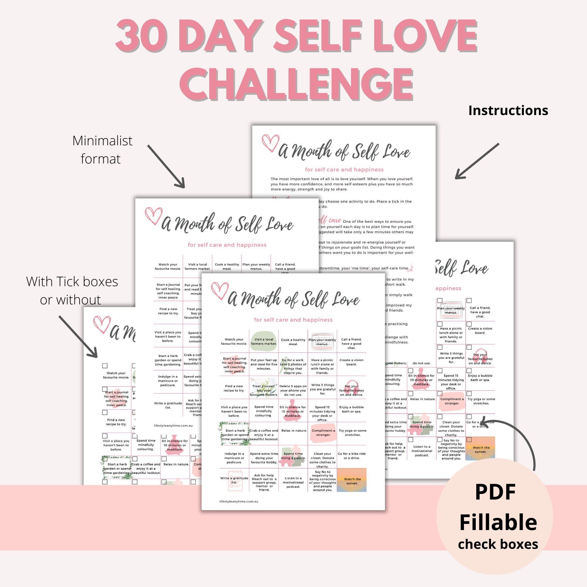 Self Love Challenge, 30 Day Self Love Challenge, Self Care Challenge