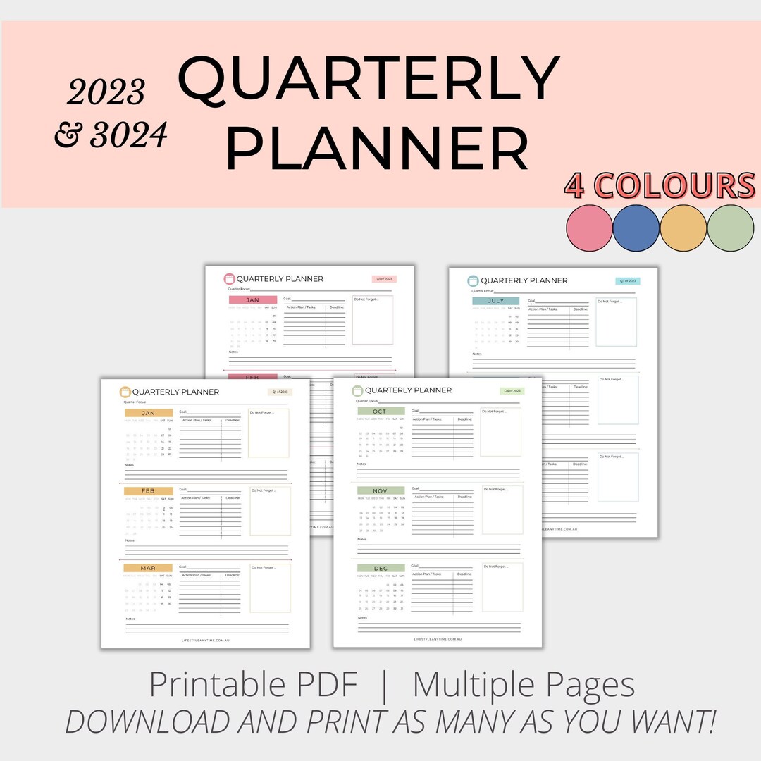 Quarterly Planner Printable, Quarterly Planner 2023, Quarterly Planner ...