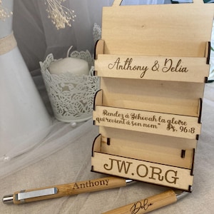 JW présentoire/cart, mini chariot de prédiction,porte stylo personnalisé, , jw cadeau baptême, pionnier, LDC, EER, ancien, témoin de Jéhovah