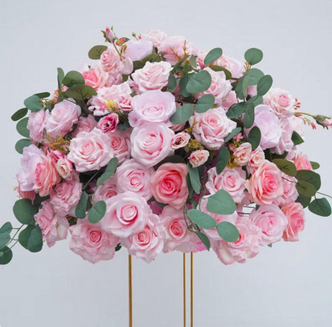 Pink Rose Flower Ball Flower Arrangement Flower Table Etsy