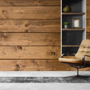 Carta da parati murale a strisce Shiplap, carta da parati staccabile e attaccabile in stile legno