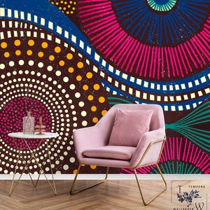 Mural de papel tapiz con motivos africanos, papel tapiz tribal, papel tapiz extraíble bohemio