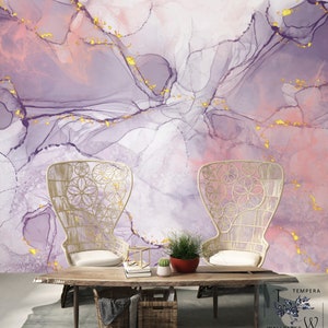 Purple Marble Wallpaper: Abstract Self-Adhesive Removable Mural