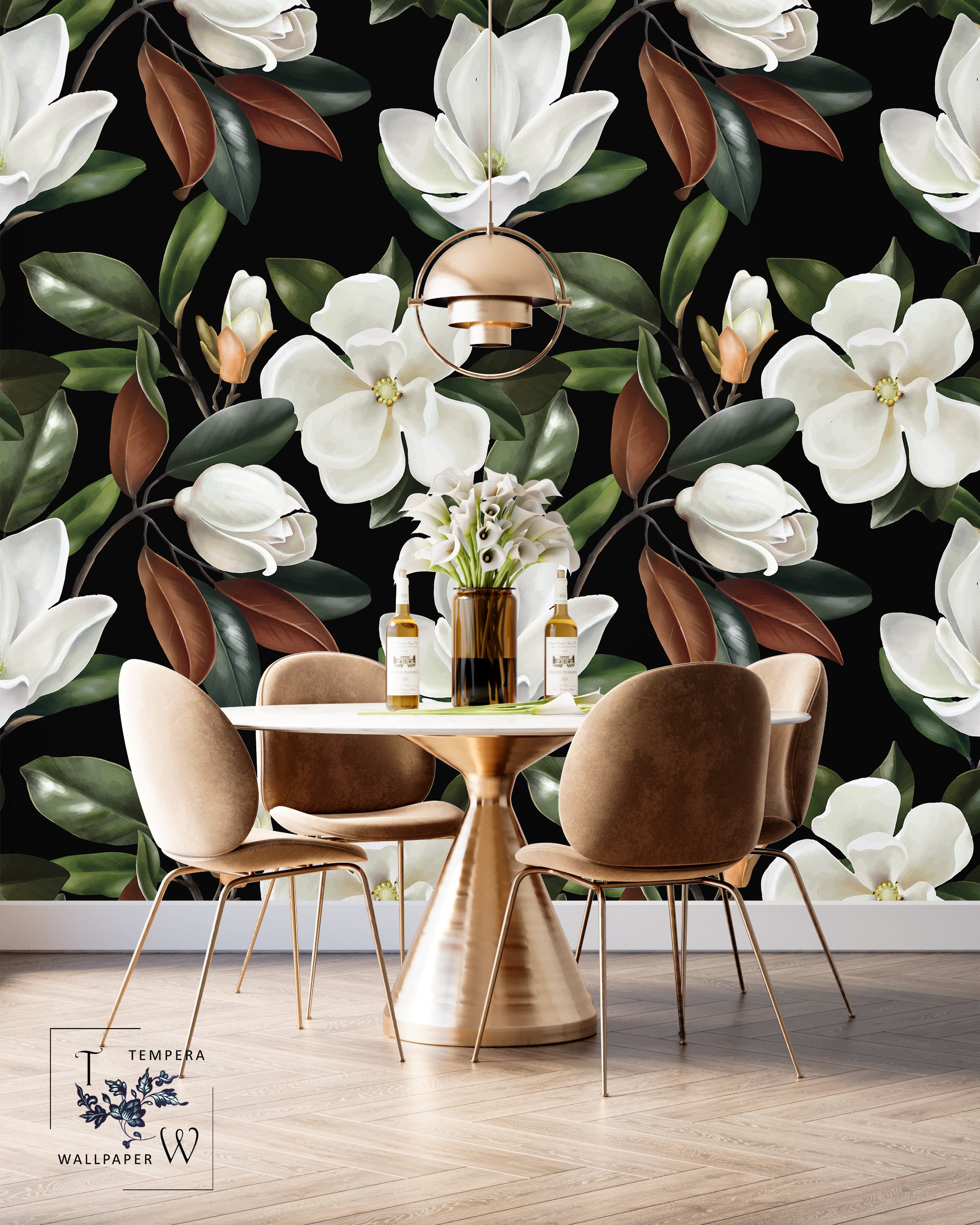Magnolias Wallpaper, Removable Wallpaper, Magnolia Wallpaper