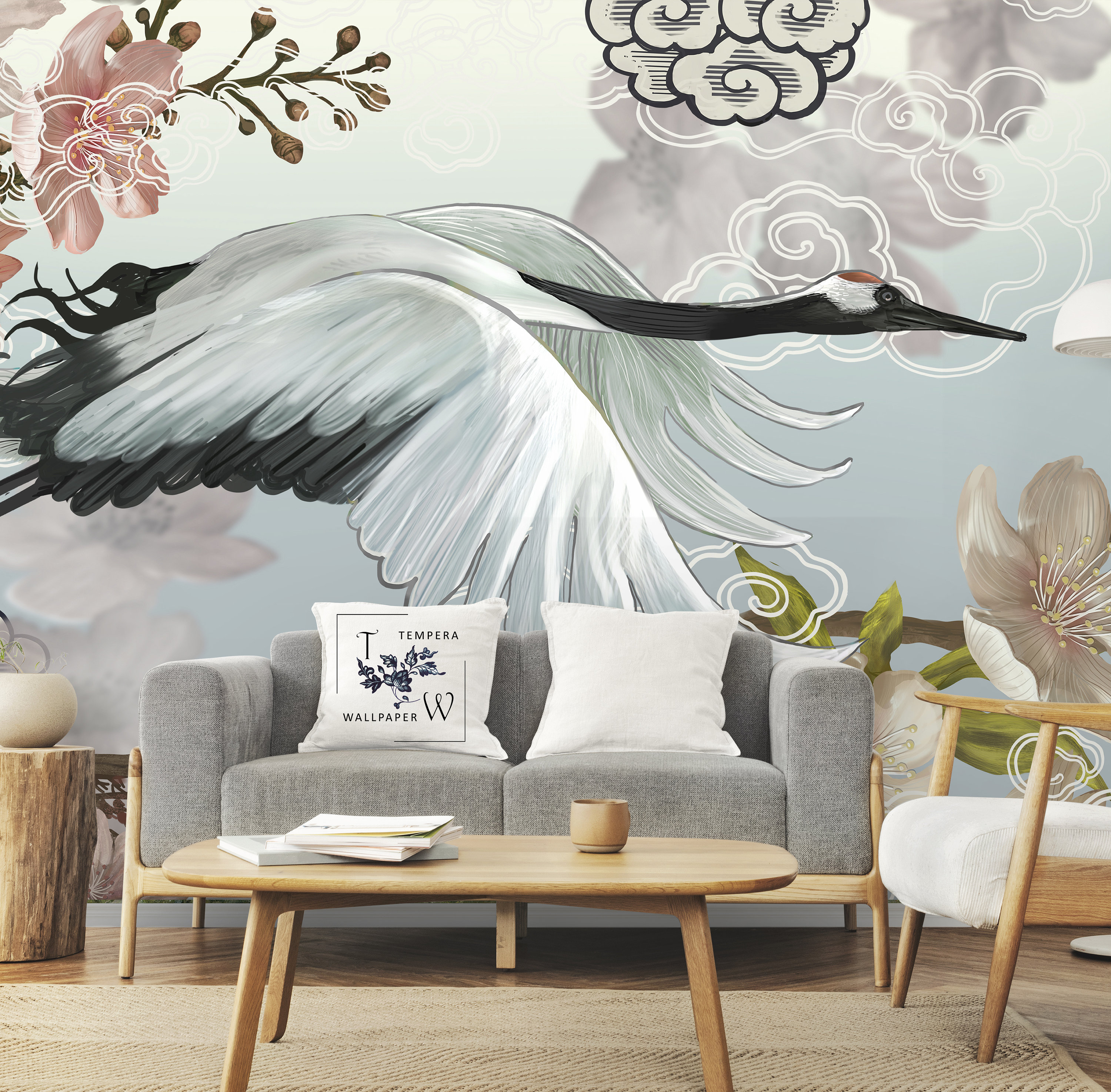 Wallpaper Crane, Japanese Crane Wallpaper Abstract Crane Print, Self