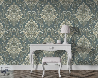Victorian Damask Wallpaper Mural: Peel and Stick Removable Wallpaper