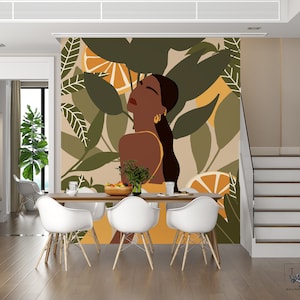 Black Girl Self-Adhesive Wallpaper: Modern African Decor Mural