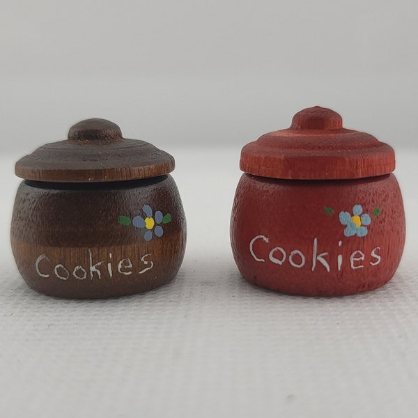 Vintage Miniature Wood Cookie Jar