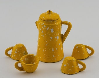Vintage Miniature Yellow Coffee Set