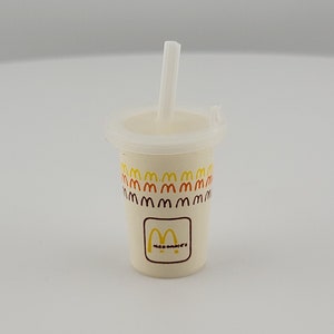 Vintage Miniature McDonald&#39;s Food Soft Drink with Straw and Lid
