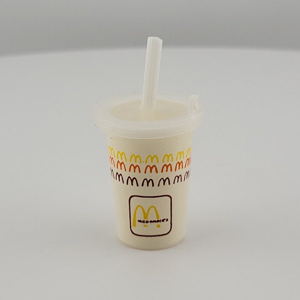 Vintage Miniature McDonald's Food Soft Drink with Straw and Lid