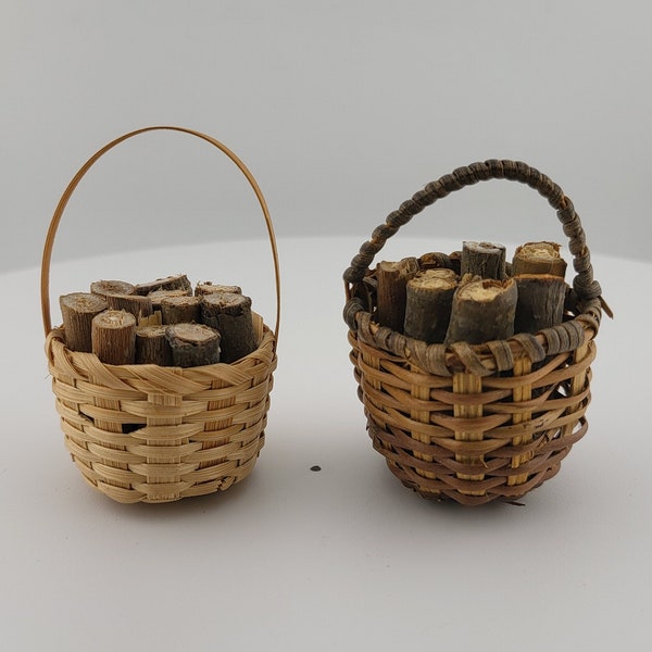 Vintage Miniature Handmade Log Basket