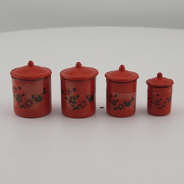 Vintage Miniature Metal Canister Set